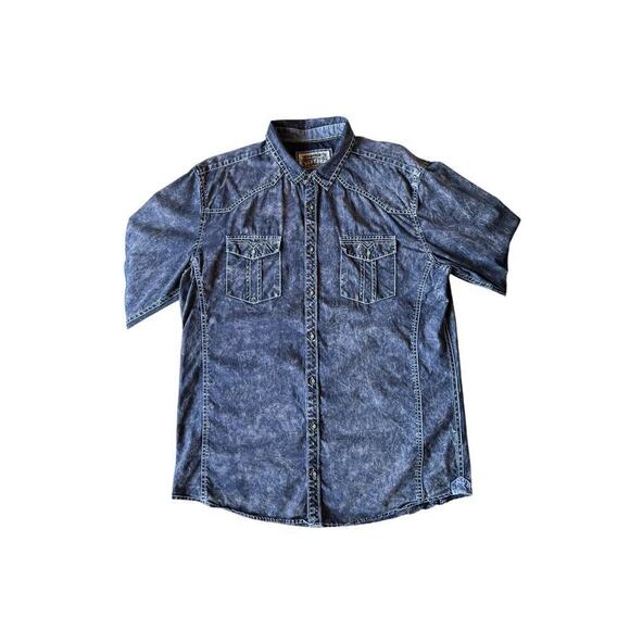 BKE Vintage Men’s Standard Fit Western Button‎ Down Shirt - Acid Wash Ombre - XL - Picture 5 of 7